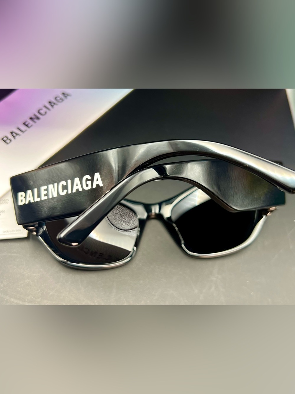 Balenciaga BB0259S glossy 🕶️black acetate oversized cat-eye sunglasses.Brand new - Picture 11 of 13